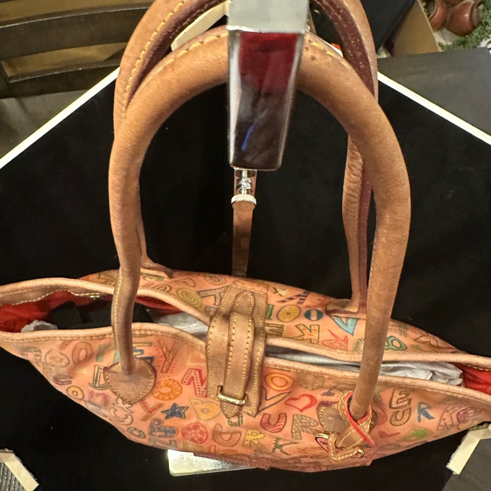 BubbleGum  Y2K Dooney & Bourke Multicolor Logo-Print Canvas Tote RARE color - Picture 6 of 14